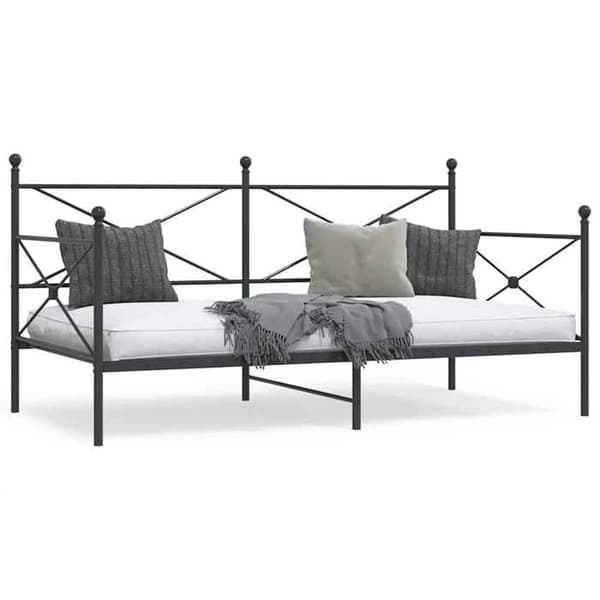 Seng i dag - EKSKLUSIV HUS - 100 x 190 cm - Sort stål - Inkluderet lamelbund - Opbevaring under sengen