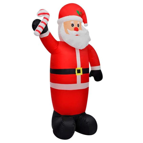 Oppustelig julepynt - Julemand 120 cm - Indbyggede LED - Indbygget ventilator - Polyester Röd