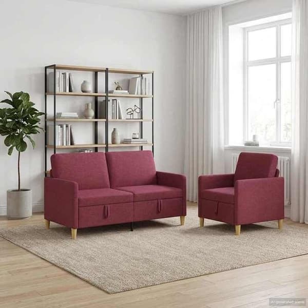 Maison Exclusive - Sohva säilytyksellä 2 kpl Bordeaux Polyesteri