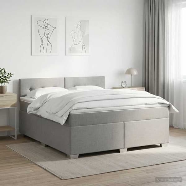 Maison Exclusive - Boxspring seng med madras Lys grå 140 x 200 cm Stof Ljusgrått