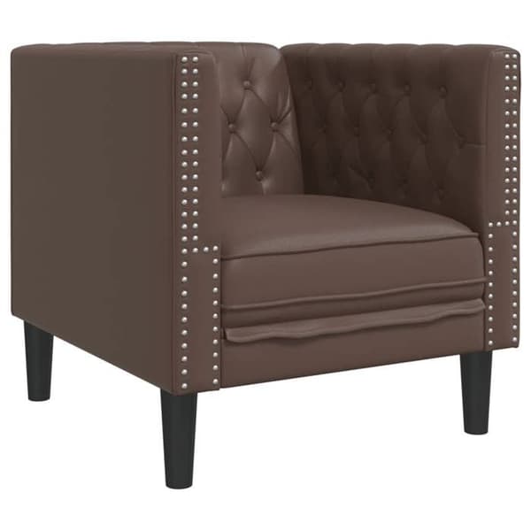 Maison Exclusive - Chesterfield stol i brun kunstlæder