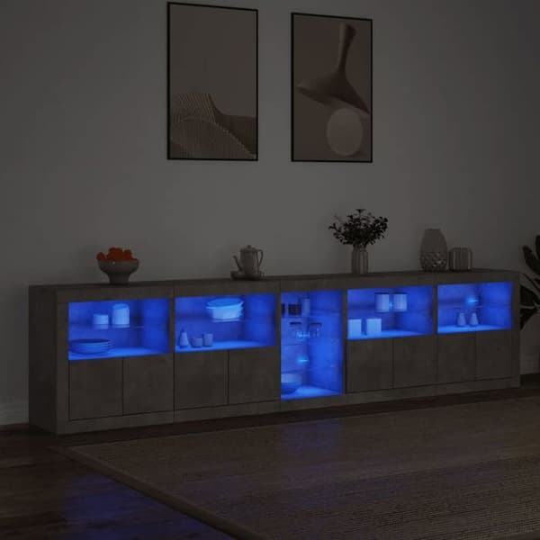 Maison Exclusive - Buffet med LED-lys grå beton 283x37x67 cm