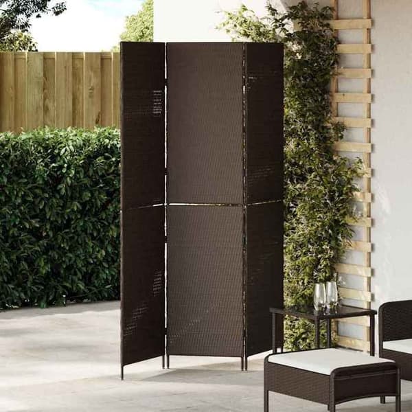 Paravent - MAISON EXCLUSIVE - 146 x 180 cm - Polyrotin - Brun - Foldbar, mat finish brun