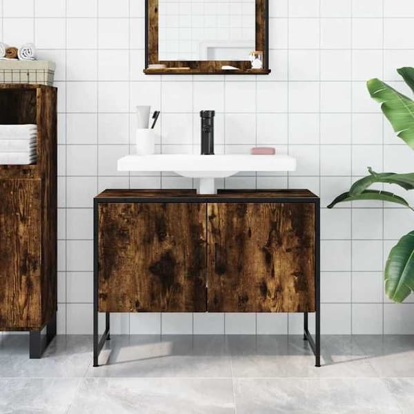 Maison Exclusive - Badeværelsesvaskeskab i røget eg, ingeniørtræ