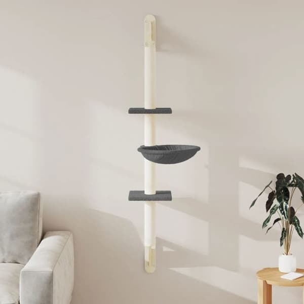 Maison Exclusive - Väggmonterad kattträd med klösmatta mörkgrå 142,5 cm mörkgrå