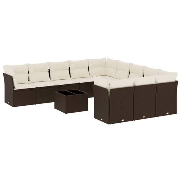 Maison Exclusive - Trädgårdsmöbler med kuddar 12 delar brun flätad resin brun