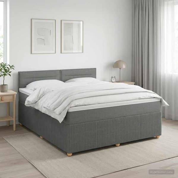 Maison Exclusive - Boxspring seng med madras Mørkegrå 140 x 190 cm Stof Mörkgrå