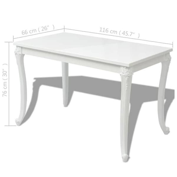 Spisebord - Eksklusivt Hus - 116 x 66 x 76 cm - Hvid højglans - Rektangulær Strålande vit