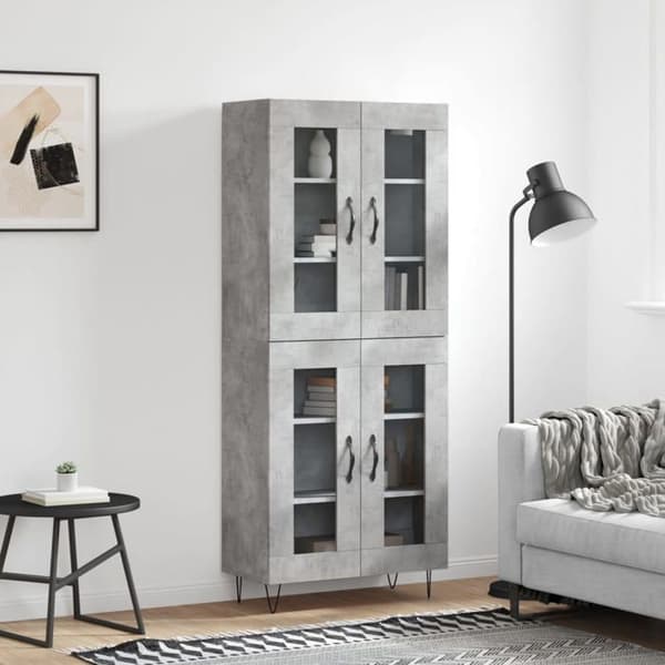 Maison Exclusive - Høj buffet Grå beton 69,5x34x180 cm Ingeniørtræ
