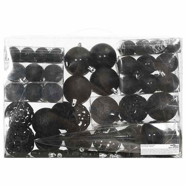 Maison Exclusive - Set med 111 stycken svarta julkulor i polystyren