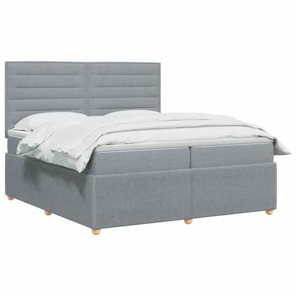 Maison Exclusive - Boxspring seng med madras Lys grå 200 x 200 cm Stof Ljusgrått
