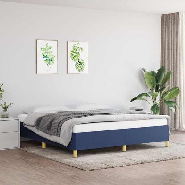 Sengestel - EKSKLUSIV HUS - 160x200 cm - Blå - 100% polyester stof - Lamelseng Blå