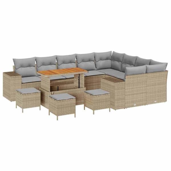 Maison Exclusive - 13 osan beige polyrottinkinen puutarhakalustesetti