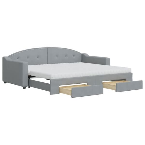 Maison Exclusive - Sengebænk med udtræk og lysegrå skuffer 90x200 cm stof