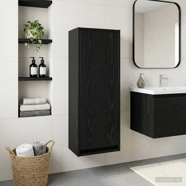 Maison Exclusive - Væghængt vaskemøbel i sort eg 35 x 20 x 81 cm