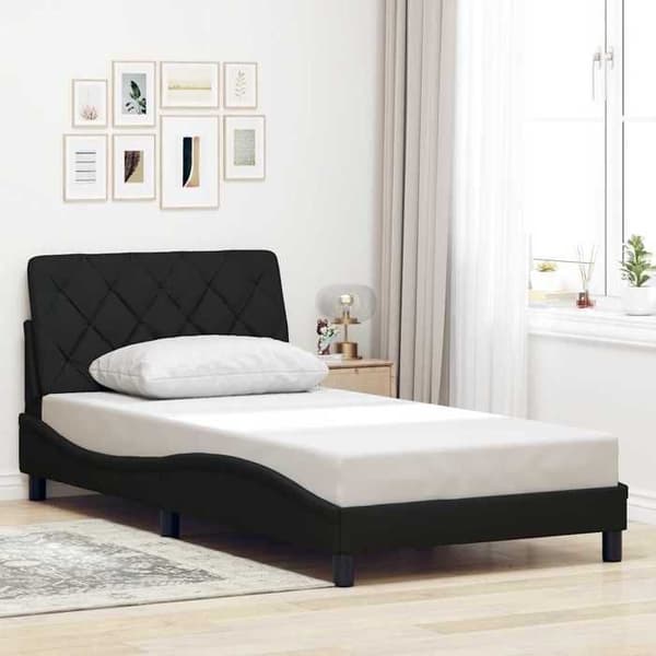 Sengestel - EKSKLUSIV HUS - 100x200 cm - Sort - Justerbar indbygget LED - Lamelseng Svart