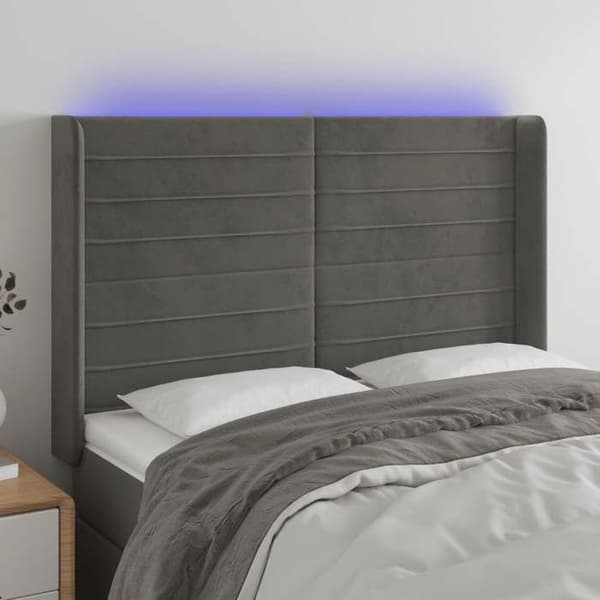 Maison Exclusive - LED-päätyharso Tummanharmaa 147x16x118/128 cm Sametti mörkgrå