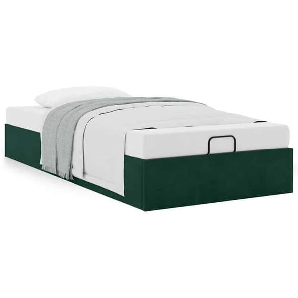 Maison Exclusive - Sängram ottoman utan madrass mörkgrön 80x200 cm sammet