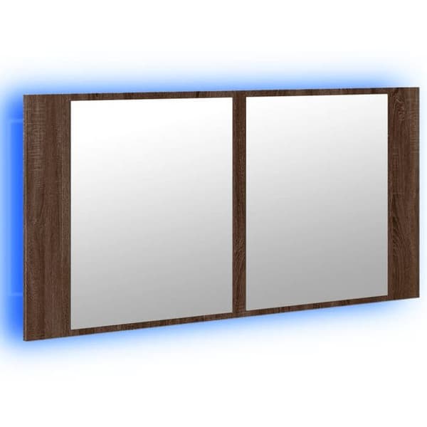 Maison Exclusive - LED-spejlskab til badeværelse i brunt egetræ 90x12x45 cm