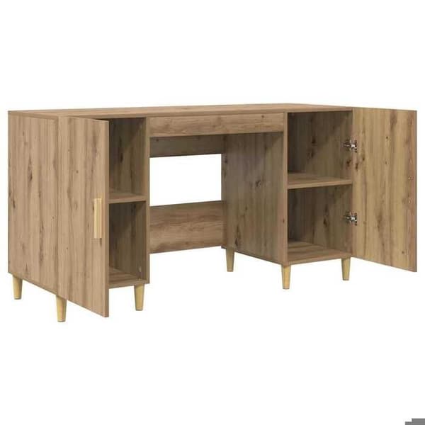 Maison Exclusive - Håndlavet egetræsbureau i ingeniørtræ 140 x 50 x 75 cm