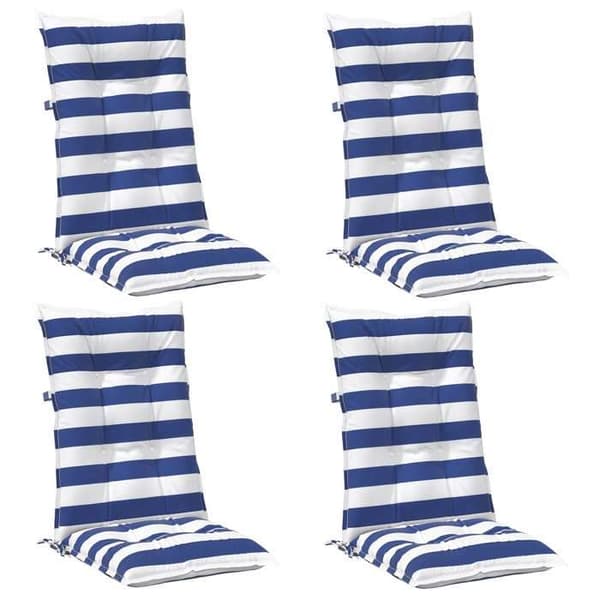 Utomhus kudde - EXKLUSIV HEM - 4 delar - Blå och vit - 100% andningsbart polyester - 120×50×7 cm Blå och vit