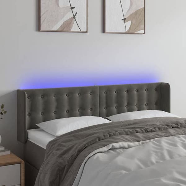 Maison Exclusive - LED Hovedgærde Mørkegrå 147x16x78/88 cm Velour mörkgrå