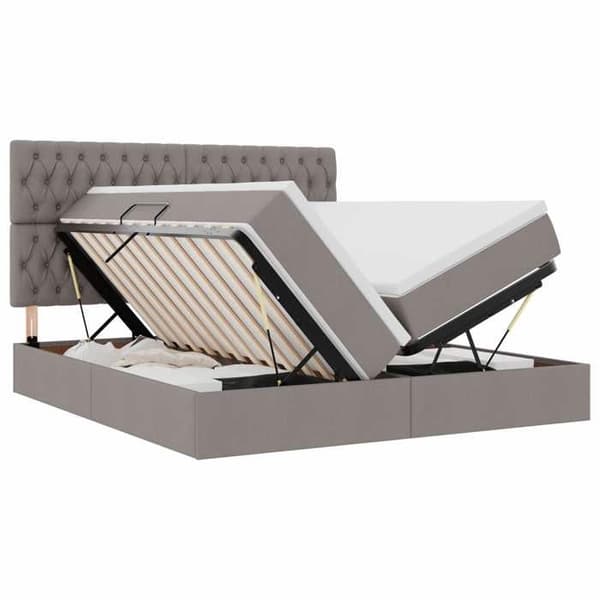 Förvaringssäng - EXKLUSIV HEM - 180x200 Taupe - Polyesterhuvud - Hydraulisk förvaring - Metallram Mol