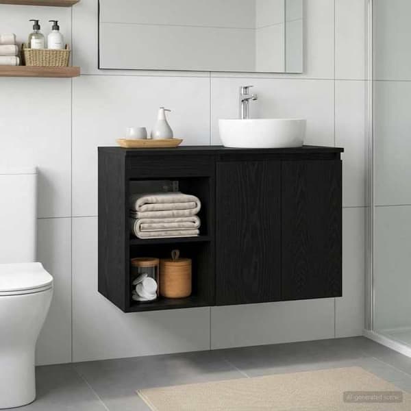 Maison Exclusive - Badrumsmöbel In-between Svart ek 30 x 41 x 50 cm