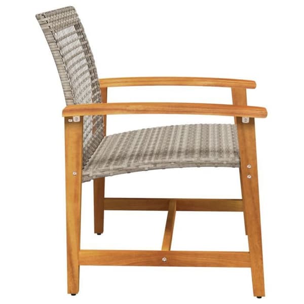 Maison Exclusive - Trädgårdsstolar set om 2 grå vävd resin och akaciaträ Grå