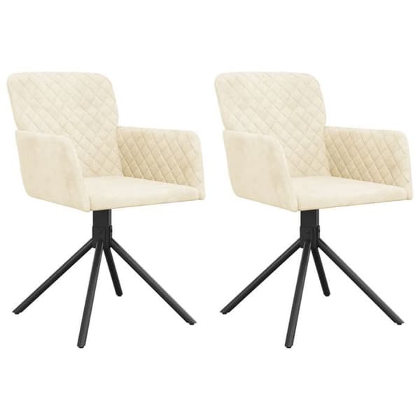 Maison Exclusive - Snurrstolar för matplats, set om 2, Creme Sammet