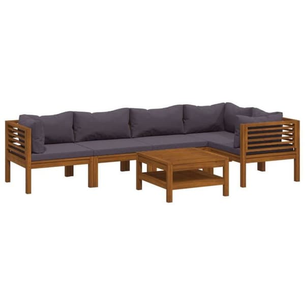Maison Exclusive - Havegruppe 6 stk med pude i solid akacietræ