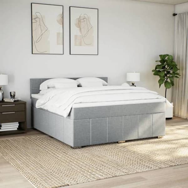 Sengestel med madras - 180x200cm - Lys grå - Tilpasselige LED-lys - 2 pladser