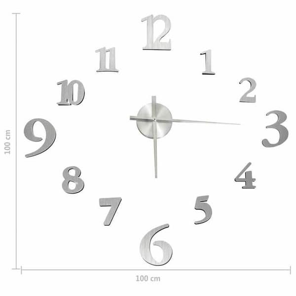 Maison Exclusive - Moderni 3D-seinäkello Hopea 100 cm XXL