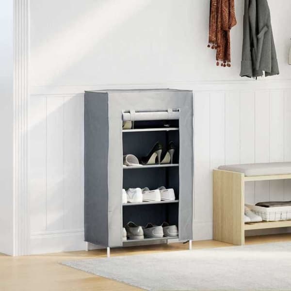 Maison Exclusive - Harmaa kenkäteline 60,5x30x97 cm kuitukangasta