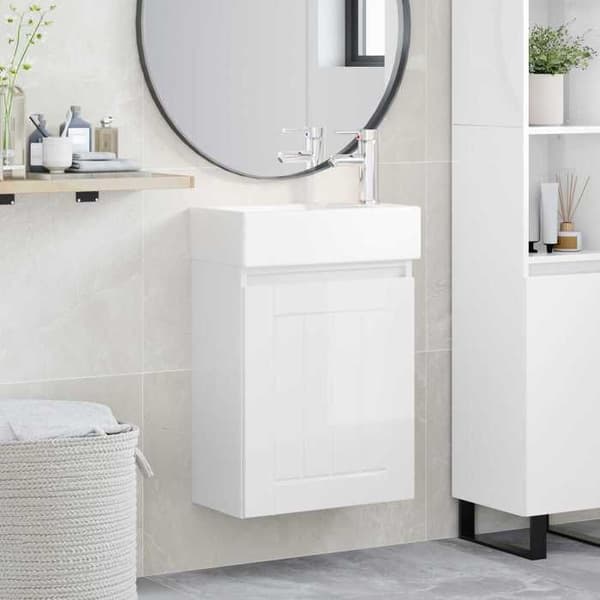 Maison Exclusive - Badeværelsesmøbel med blank hvid vandhane