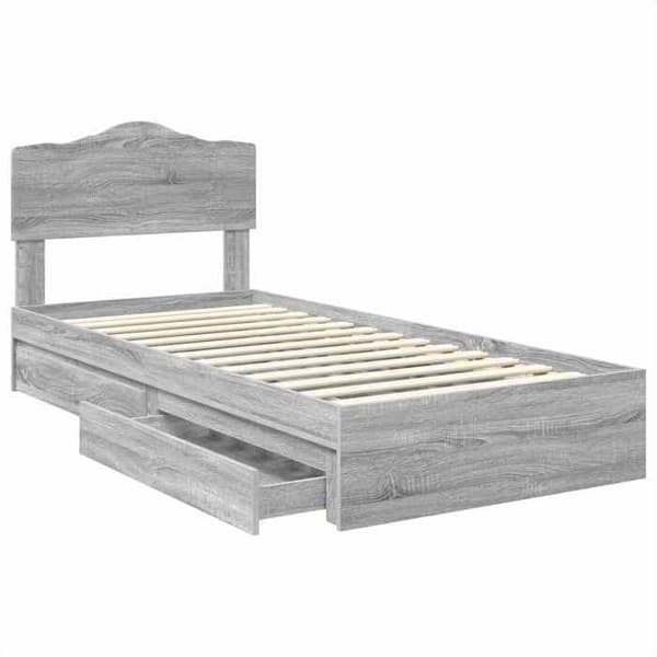 Maison Exclusive - Förvaringssäng Grå Sonoma 90 x 190 cm Ingenjörsträ