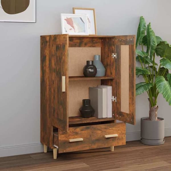 Maison Exclusive - Buffé hög Ek rökig 70x31x115 cm Ingenjörsträ