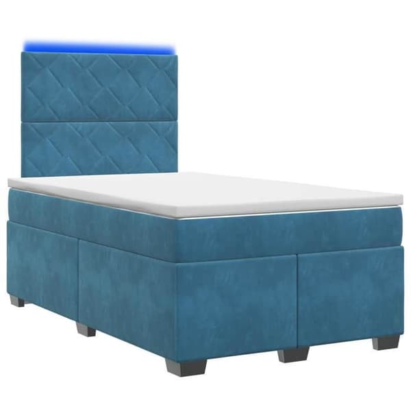 Maison Exclusive - Boxspring säng med madrass Blå 120 x 200 cm Sammet