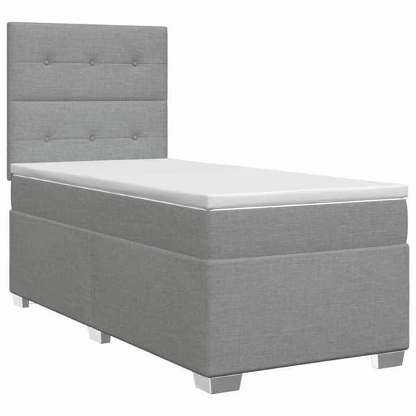 Maison Exclusive - Boxspring säng med madrass Ljusgrå 90 x 200 cm Tyg Ljusgrått