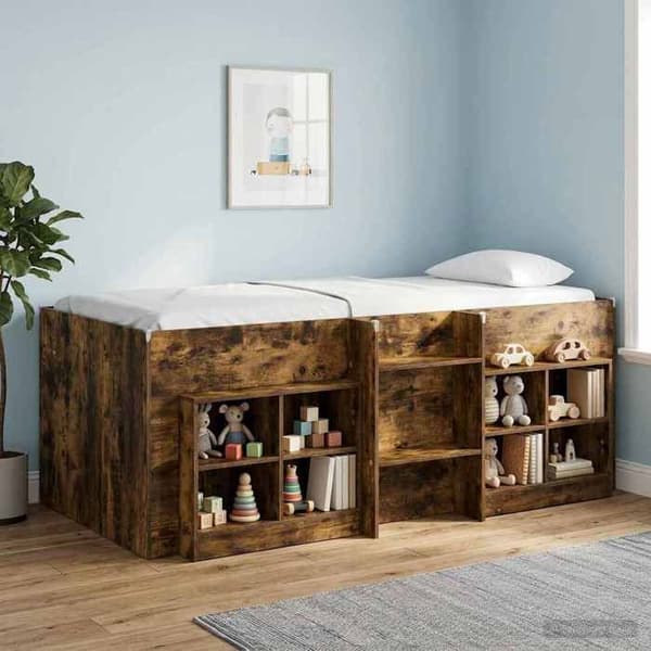 Maison Exclusive - Hög Sängram för Barn Rökt Ek 80 x 200 cm