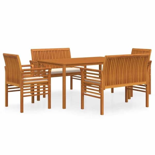 Maison Exclusive - Utomhusmatgrupp 5 delar med kuddar i solid akacia