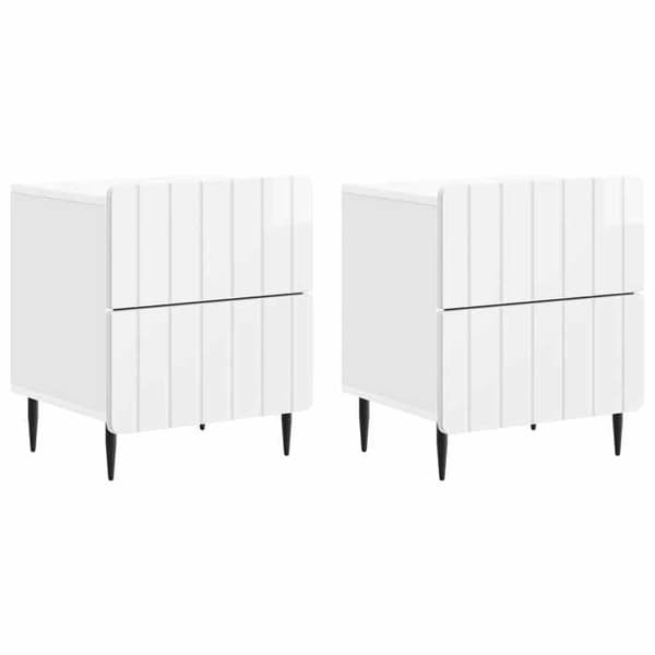 Maison Exclusive - Sängbord 2 delar Vit glansig 43 x 34,5 x 49,5 cm