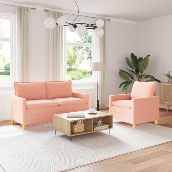 Maison Exclusive - 2 kpl sohvasetti, vaaleanpunainen kangas