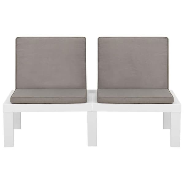 Maison Exclusive - Trädgårdsoffor med kuddar, set om 2, Vit Plast Vit