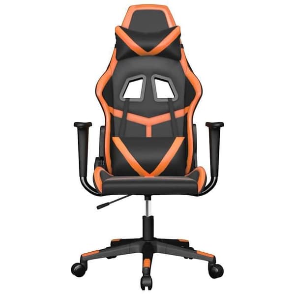 Maison Exclusive - Spilestol med massage i sort og orange kunstlæder