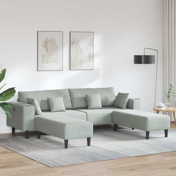 Maison Exclusive - 3 osan vaaleanharmaa samettisohva Ljusgrått