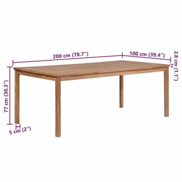 Maison Exclusive - Havebord 200x100x77 cm Solid teaktræ Varm färg (naturlig teak, vattenbas