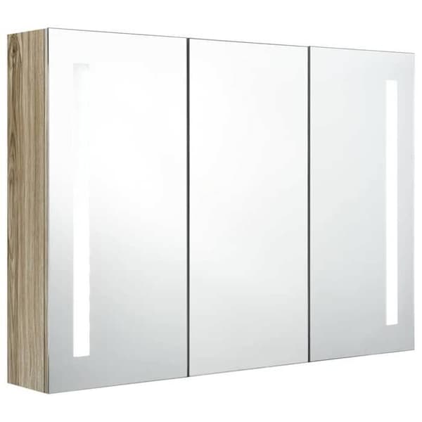 Maison Exclusive - Badeværelsesskab med LED-spejl 89x14x62 cm eg