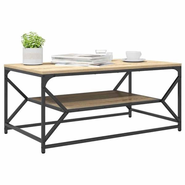 Soffbord - EXKLUSIV HEM - Sonoma-ek - Rektangulär - Stål & ingenjörsträskiva - 90x50x40 cm Sonoma ek