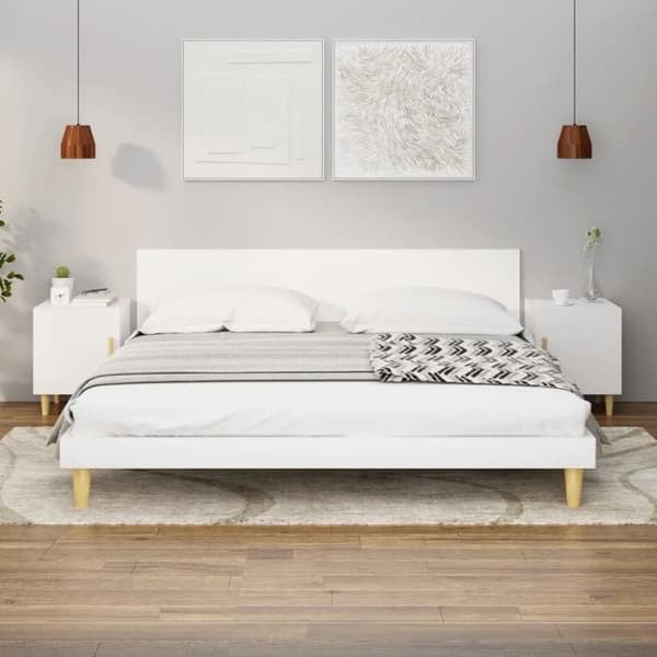 Maison Exclusive - Natborde 2 stk Hvid Ingeniørtræ Vit